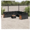 Image de Salon de Jardin avec Coussins 11 pcs, Canapés de Terrasse, Ensemble de Meubles de Patio, Mobilier d'Extérieur, Noir 3228036