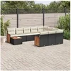 Image de Salon de Jardin avec Coussins 11 pcs, Canapés de Terrasse, Ensemble de Meubles de Patio, Mobilier d'Extérieur, Noir 3228044