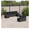 Image de Salon de Jardin avec Coussins 9 pcs, Canapés de Terrasse, Ensemble de Meubles de Patio, Mobilier d'Extérieur, Noir 3228050