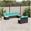 Image de Salon de jardin modulable - Lot de 9 pièces - Résine tressée noire - 62 x 55 x 69 cm