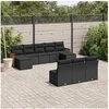 Image de Salon de Jardin avec Coussins 10 pcs, Canapés de Terrasse, Ensemble de Meubles de Patio, Mobilier d'Extérieur, Noir 3228064