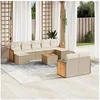 Image de Salon de jardin modulable resine tressee 9 personnes 10 pieces 62 x 55 x 69 cm beige