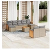 Image de Salon de jardin modulable - Lot de 10 pièces - Résine tressée beige - 9 personnes - 1 table fixe, 4 canapés, 2 tabourets