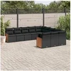 Image de Salon de Jardin avec Coussins 11 pcs, Canapés de Terrasse, Ensemble de Meubles de Patio, Mobilier d'Extérieur, Noir 3228106