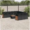 Image de Salon de Jardin avec Coussins 12 pcs, Canapés de Terrasse, Ensemble de Meubles de Patio, Mobilier d'Extérieur, Noir 3228113