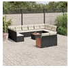 Image de Salon de jardin avec coussins 13 pcs noir résine tressée