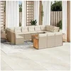 Image de Salon de jardin modulable 14 pieces beige resine tressee 62 x 55 x 69 cm 12 personnes