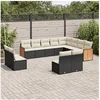 Image de Salon de Jardin avec Coussins 12 pcs, Canapés de Terrasse, Ensemble de Meubles de Patio, Mobilier d'Extérieur, Noir 3228149