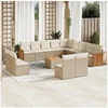 Image de Salon de jardin modulable beige resine tressee 12 personnes 62 x 55 x 69 cm 14 pieces