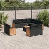 Image de Salon de Jardin avec Coussins 12 pcs, Canapés de Terrasse, Ensemble de Meubles de Patio, Mobilier d'Extérieur, Noir 3228183