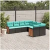 Image de Salon de jardin modulable GENERIQUE resine tressee noir 8 pieces 62 x 55 x 69 cm