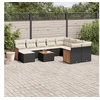 Image de Salon de Jardin avec Coussins 11 pcs, Canapés de Terrasse, Ensemble de Meubles de Patio, Mobilier d'Extérieur, Noir 3228240