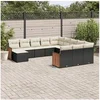 Image de Salon de Jardin avec Coussins 12 pcs, Canapés de Terrasse, Ensemble de Meubles de Patio, Mobilier d'Extérieur, Noir 3228261