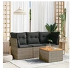 Image de Salon de jardin 4 pcs avec coussins gris résine tressée 3223470