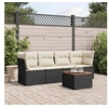 Image de Salon de jardin 5 pcs avec coussins noir résine tressée 3223473
