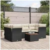 Image de Salon de jardin modulable 7 pièces résine tressée noir 6 places table fixe 62x62x69 cm