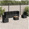 Image de Salon de jardin modulable Lot de 7 pièces Résine tressée Noir 6 personnes