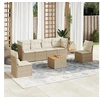 Image de Salon de jardin modulable - Lot de 7 pièces - Résine tressée beige - 6 personnes - Table fixe