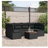 Image de Salon de jardin 7 pcs avec coussins noir résine tressée 3223556