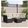 Image de Salon de jardin 7 pcs avec coussins noir résine tressée 3223557