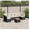 Image de Salon de jardin 8 pcs avec coussins noir résine tressée 3223571