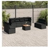 Image de Salon de jardin 9 pcs avec coussins noir résine tressée 3223577