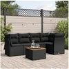 Image de Salon de jardin modulable rotin noir 6 pieces 5 personnes