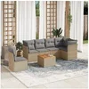 Image de Salon de jardin modulable 6 personnes resine tressee beige 62 x 62 x 69 cm 7 pieces