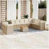 Image de Salon de jardin modulable resine tressee 10 personnes beige 62 x 62 x 69 cm 11 pieces