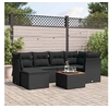 Image de Salon de jardin 7 pcs avec coussins noir résine tressée 3223745