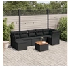 Image de Salon de jardin 8 pcs avec coussins noir résine tressée 3223752