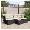 Image de Salon de jardin 7 pcs avec coussins noir résine tressée 3223767