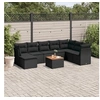 Image de Salon de jardin 9 pcs avec coussins noir résine tressée 3223780