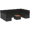 Image de Salon de jardin 10 pcs avec coussins noir résine tressée 3223787