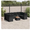 Image de Salon de jardin 10 pcs avec coussins noir résine tressée 3223801