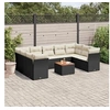 Image de Salon de jardin 10 pcs avec coussins noir résine tressée 3223802