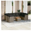 Image de Salon de jardin modulable - Lot de 10 pièces - Résine tressée gris - 9 personnes - Table fixe