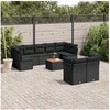 Image de Salon de jardin modulable GENERIQUE resine tressee 9 personnes 10 pieces 62 x 62 x 69 cm noir