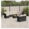 Image de Salon de jardin 10 pcs avec coussins noir résine tressée 3223809