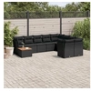 Image de Salon de jardin 10 pcs avec coussins noir résine tressée 3223822