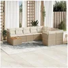 Image de Salon de jardin avec coussins 10 pcs beige résine tressée 3223825