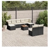 Image de Salon de jardin 10 pcs avec coussins noir résine tressée 3223858