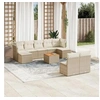 Image de Salon de jardin modulable - Lot de 10 pieces - Resine tressee Beige - 9 personnes - 62 x 62 x 69 cm