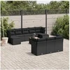 Image de Salon de Jardin avec Coussins 11 pcs, Canapés de Terrasse, Ensemble de Meubles de Patio, Mobilier d'Extérieur, Noir 3223878