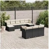 Image de Salon de Jardin avec Coussins 11 pcs, Canapés de Terrasse, Ensemble de Meubles de Patio, Mobilier d'Extérieur, Noir 3223879