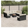 Image de Salon de Jardin avec Coussins 12 pcs, Canapés de Patio, Ensemble de Meubles, Mobilier de Terrasse Extérieur, Noir 3223886
