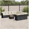 Image de Salon de jardin modulable 12 pieces 11 personnes noir 62 x 62 x 69 cm resine tressee