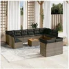 Image de Salon de jardin modulable resine tressee 12 personnes 13 pieces 62 x 62 x 69 cm gris
