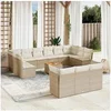 Image de Salon de jardin modulable resine tressee beige 14 pieces