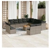 Image de Salon de Jardin avec Coussins 14 pcs, Canapés de Patio, Ensemble de Meubles, Mobilier de Terrasse Extérieur, Gris 3223939